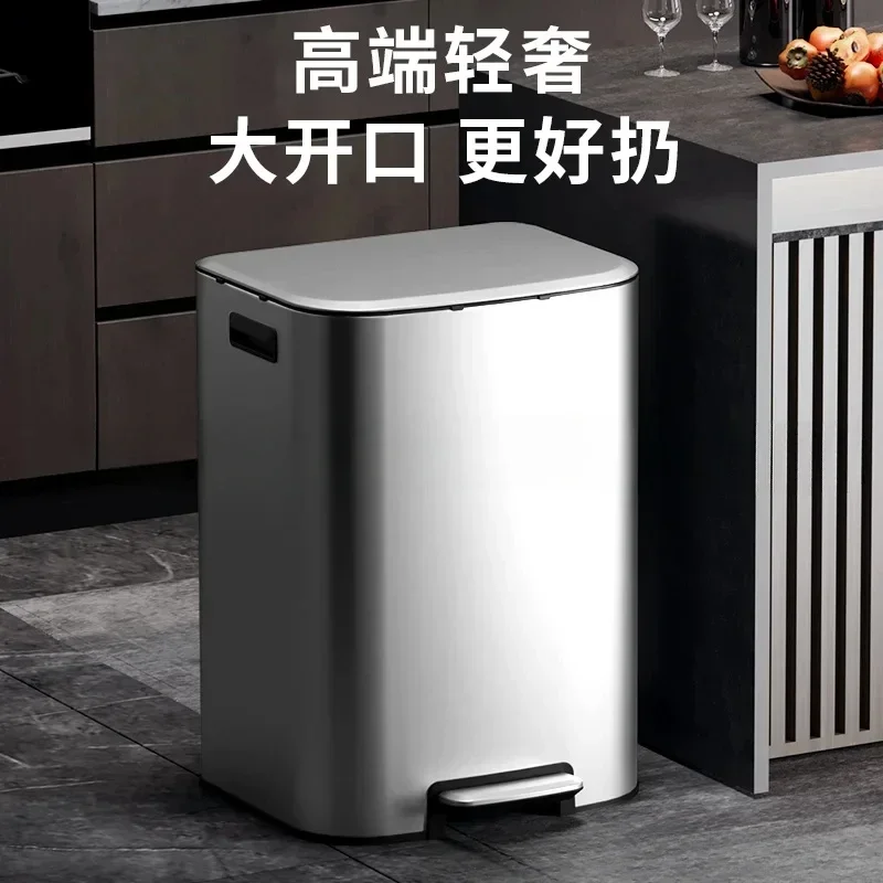 Commercial Kitchen Trash Can - Stainless steel trash can kitchen household