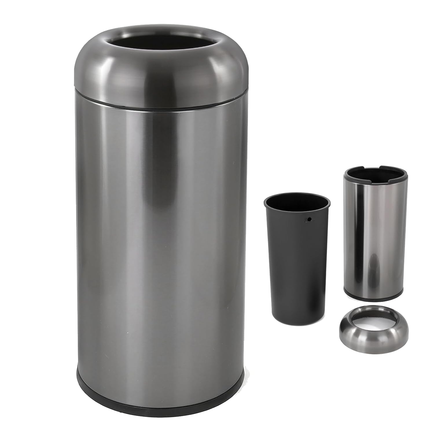 Commercial Kitchen Trash Can - Dark‑Silver 16 Gallon Large Commercial Trash