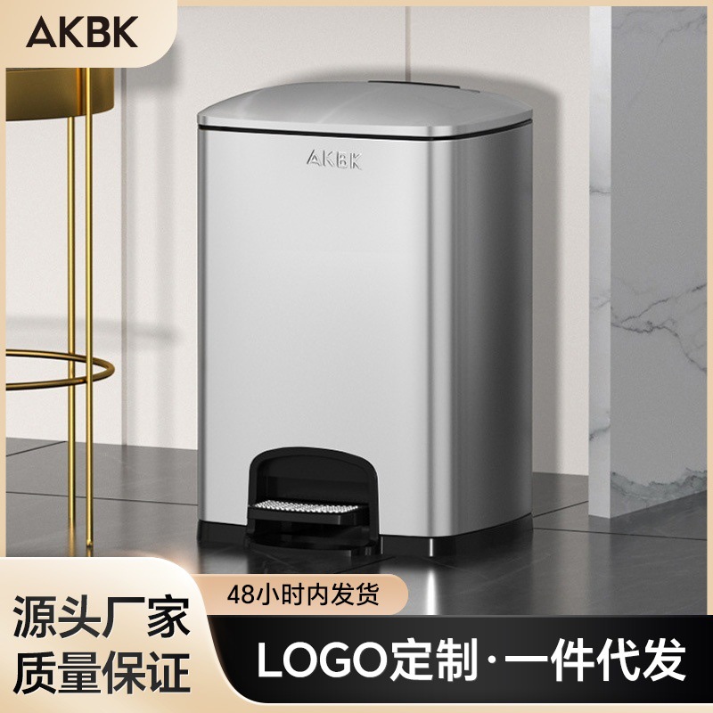 Commercial Kitchen Trash Can - Stainless steel trash can household kitchen