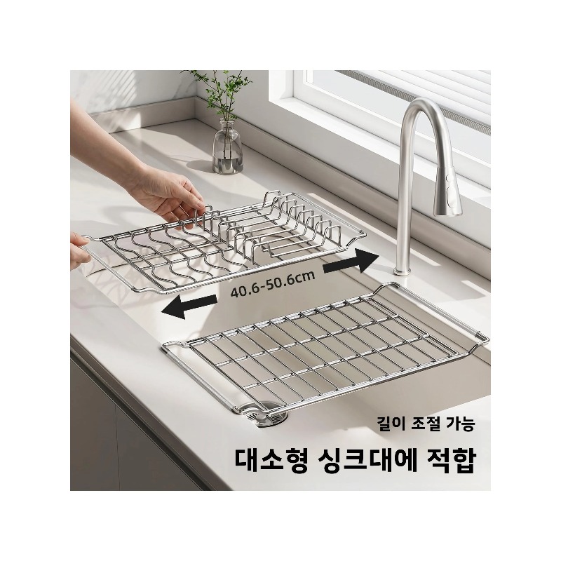 Commercial Kitchen Shelving - Expandable Stainless Steel Dish Rack Drain