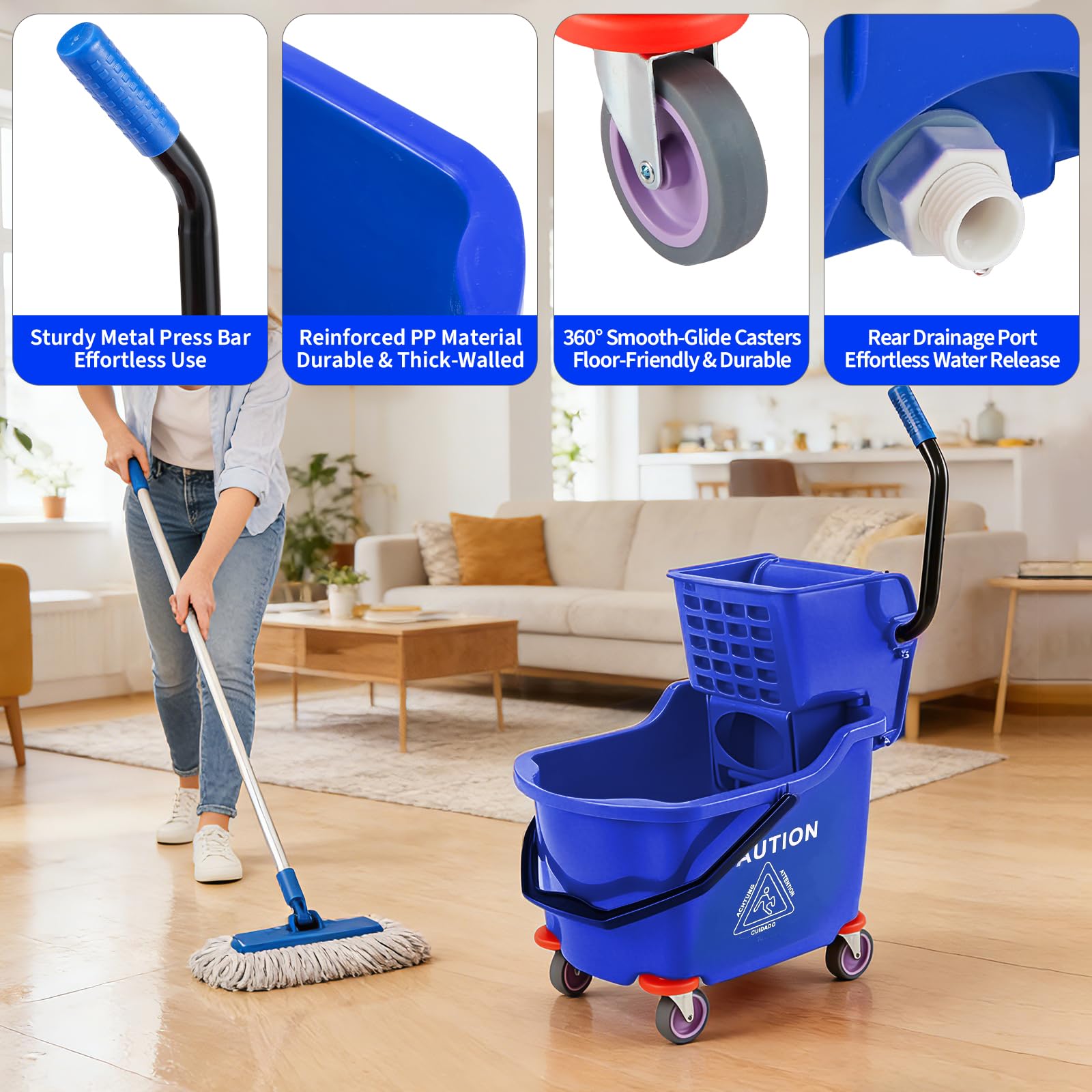 Commercial Mop Bucket with Sid - Commercial Kitchen On Wheels 评论和价格