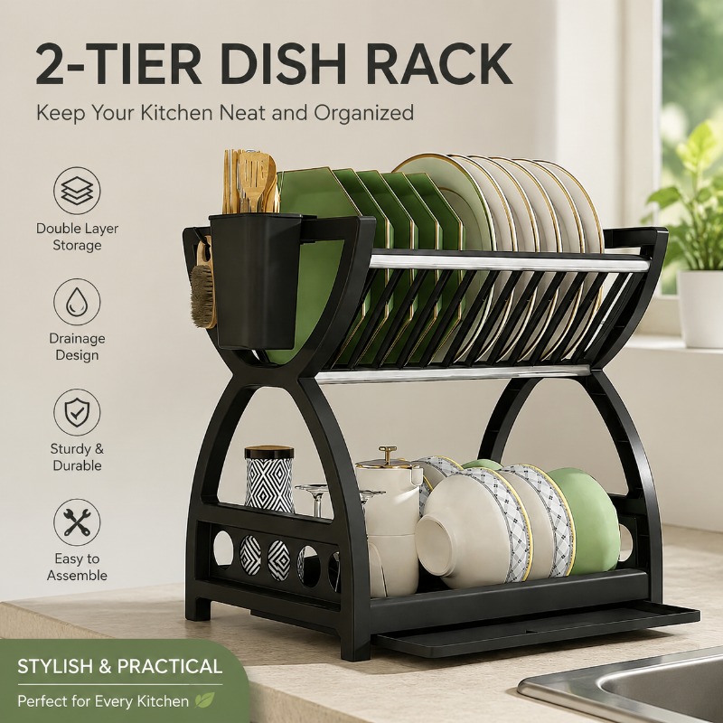 2 Tier Dish Drying Rack Kitche - Commercial Kitchen Shelving 评论和价格