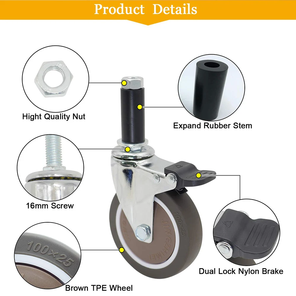 4Pcs Expanding Stem Casters, T - Commercial Kitchen Prep Table 评论和价格