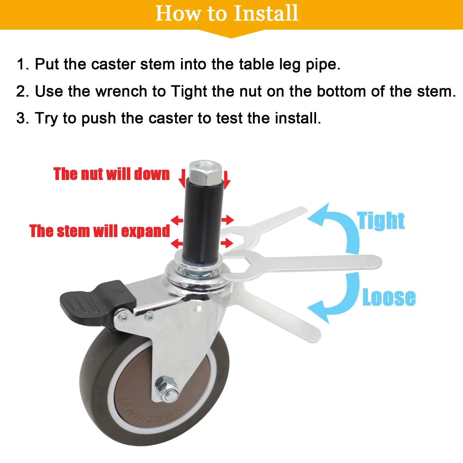 4Pcs Expanding Stem Casters, T - Commercial Kitchen Prep Table 评论和价格