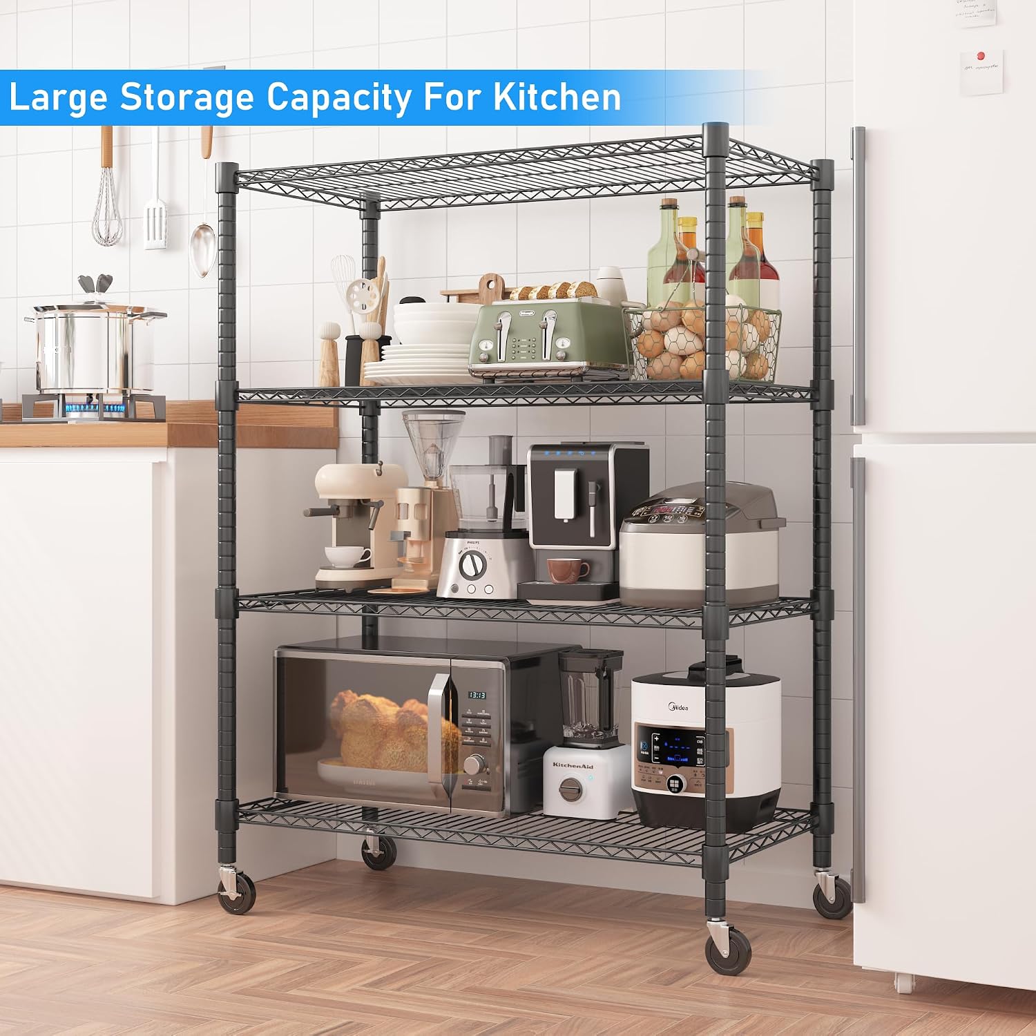 Metal Storage Shelves 4 Tier A - Commercial Kitchen On Wheels 评论和价格