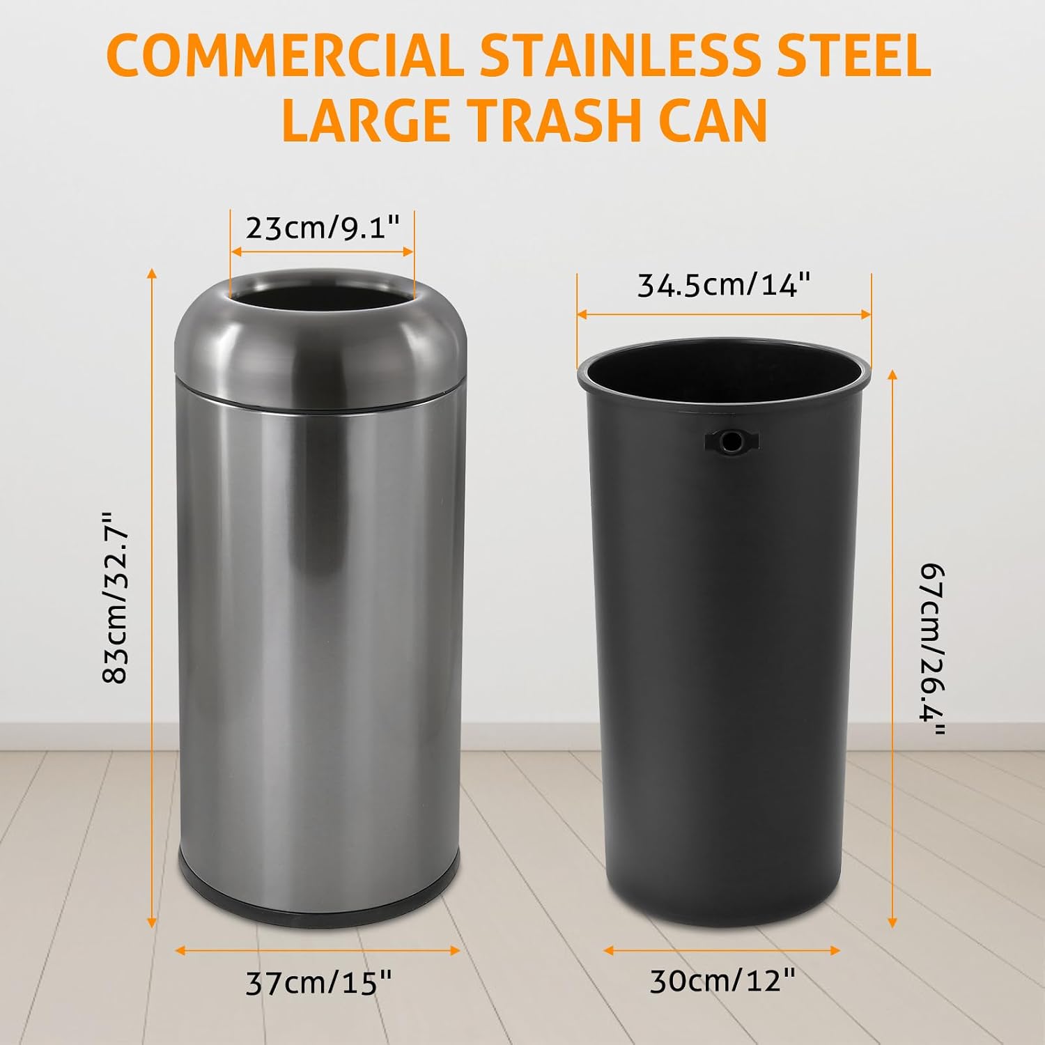 Dark‑Silver 16 Gallon Large Co - Commercial Kitchen Trash Can 评论和价格