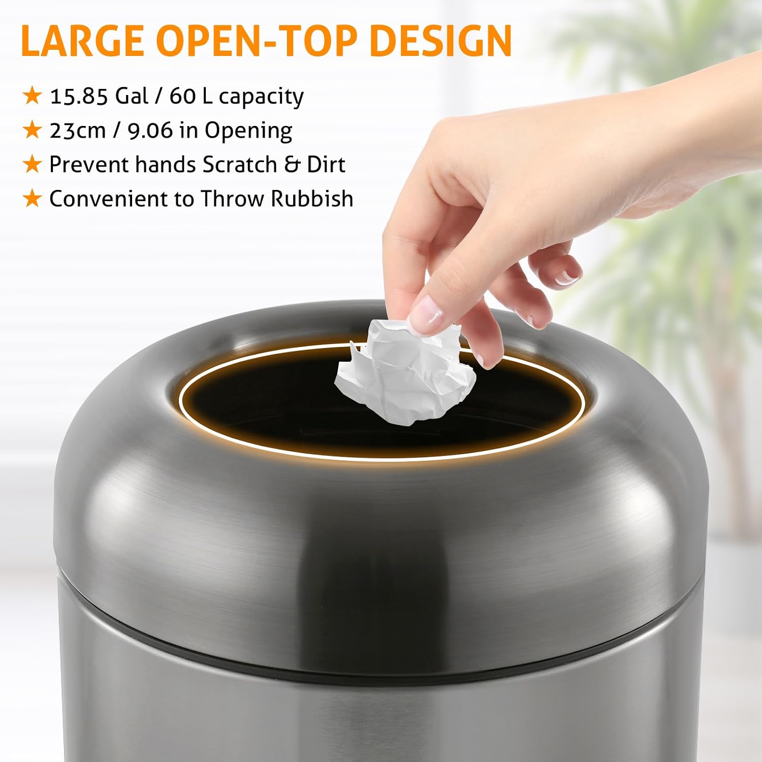 Dark‑Silver 16 Gallon Large Co - Commercial Kitchen Trash Can 评论和价格