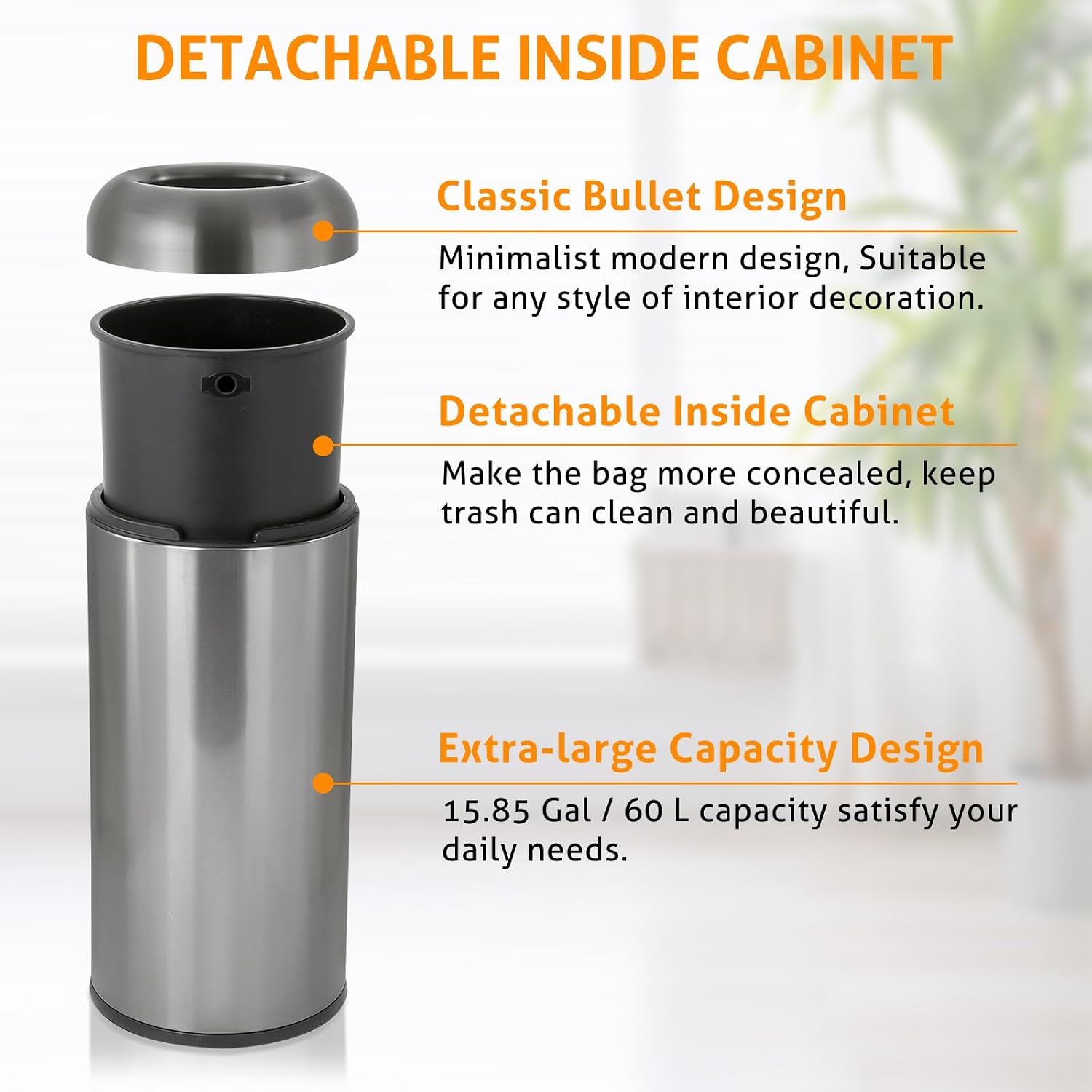 Dark‑Silver 16 Gallon Large Co - Commercial Kitchen Trash Can 评论和价格