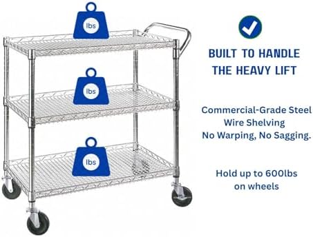 Heavy Duty 3 Tier Rolling Util - Commercial Kitchen On Wheels 评论和价格