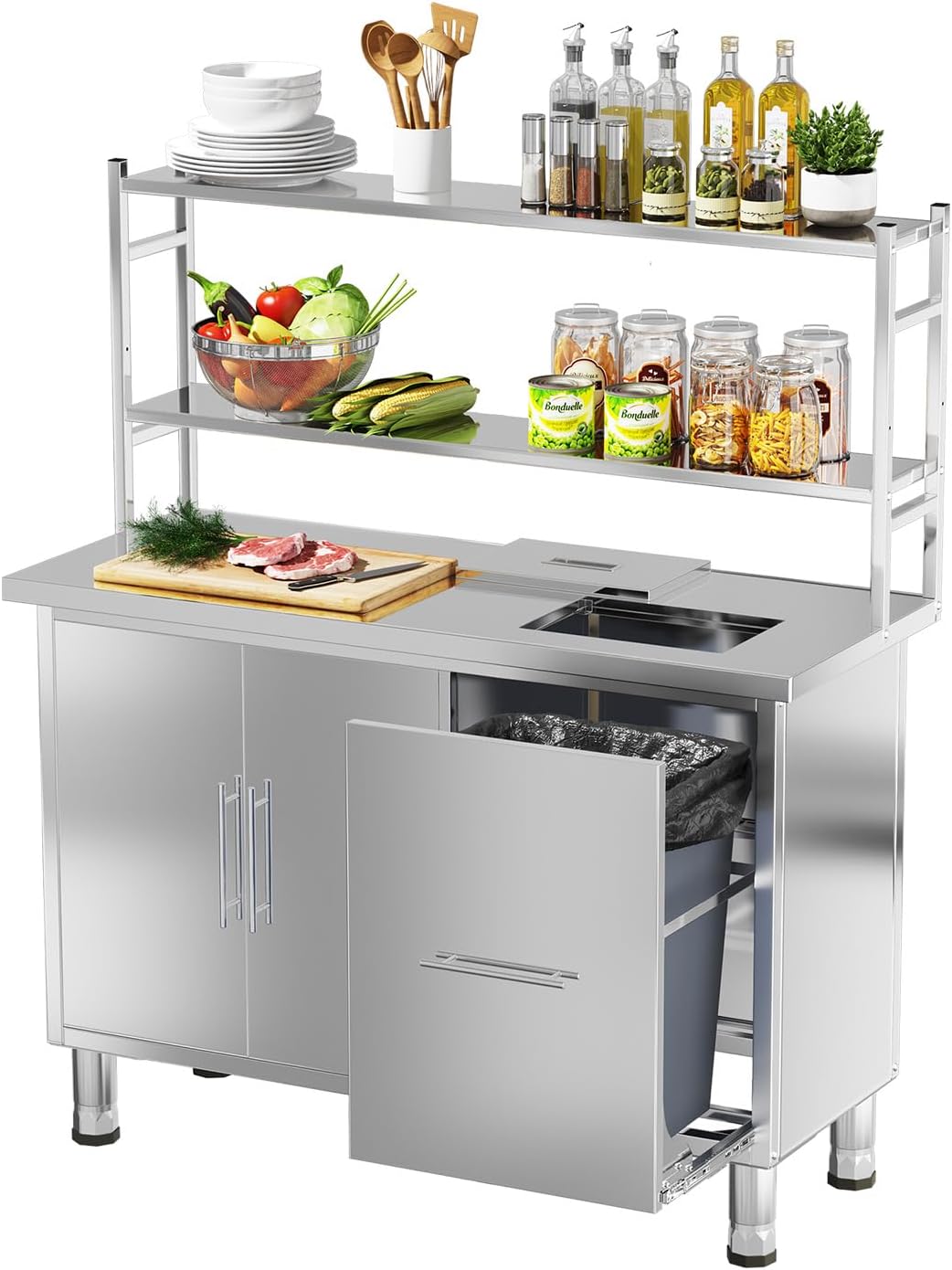 Stainless Steel Prep Table wit - Commercial Kitchen Prep Table 评论和价格