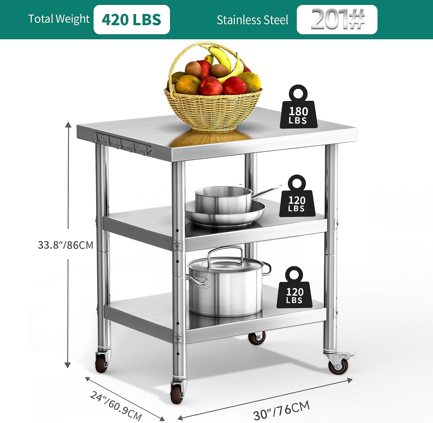 Stainless Steel Food Prep Tabl - Commercial Kitchen On Wheels 评论和价格