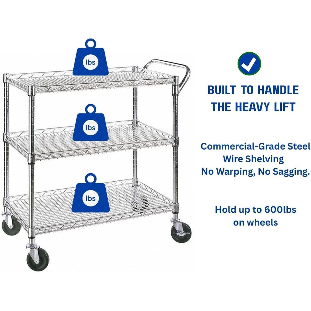 Heavy Duty 3 Tier Rolling Util - Commercial Kitchen On Wheels 评论和价格